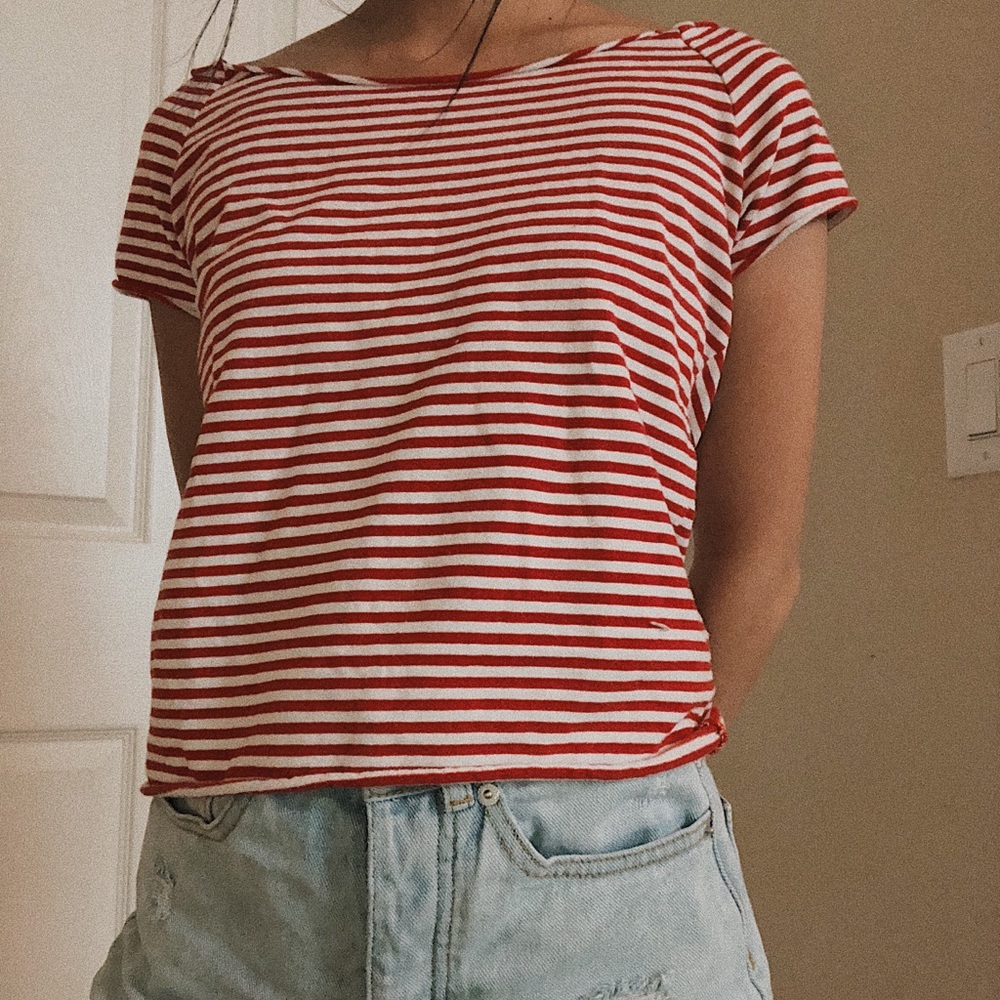 Brandy Melville red striped crop top